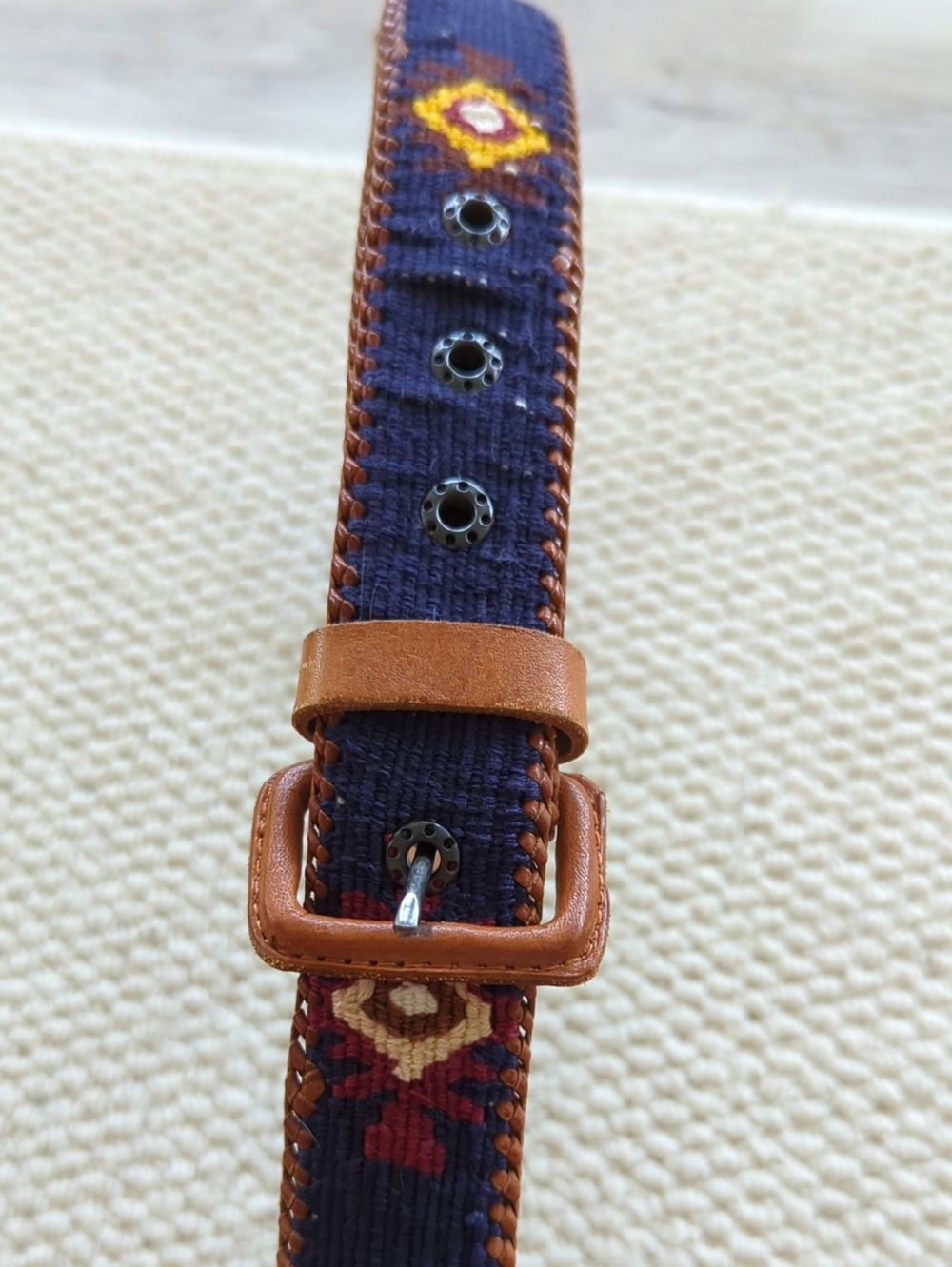 Guatemalan Navy Blue & Brown Embroidered Belt
